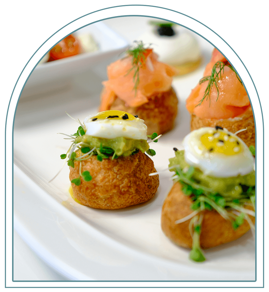 Elegant savory catering — salmon cream puffs for events