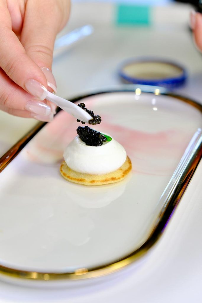 Caviar catering pastries at Éclair Affaire Weston | Weston FL